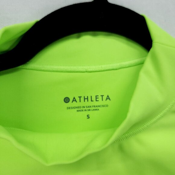 Athleta Cropped Top Size XS Eclipse Shrug Long Sleeve Neon Yellow Athletic Shirt - Picture 7 of 12